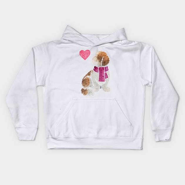 Watercolour Shih Tzu Kids Hoodie by animalartbyjess